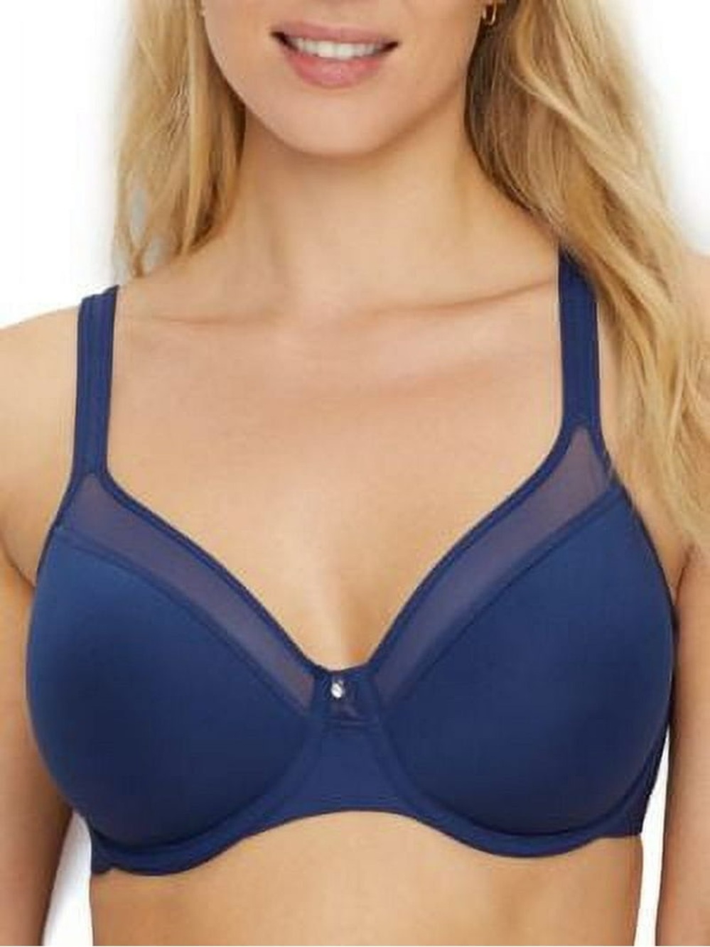 Bali Navy Mesh-Trim Full Coverage Bra